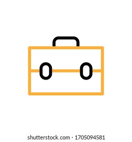 Vector illustration, briefcase icon. Line and two colour design template