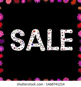 Vector illustration. Bright abstract background with text. Best sale banner. Illustration in black, white and red colors. Original poster for discount. Seamless pattern.