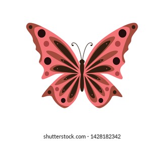 Vector illustration of a bright abstract butterfly for design, icons, tattoos.