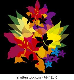 vector illustration of bright abstract flowers