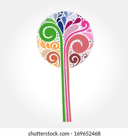 Vector illustration with bright abstract tree