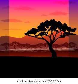 vector illustration bright African landscape