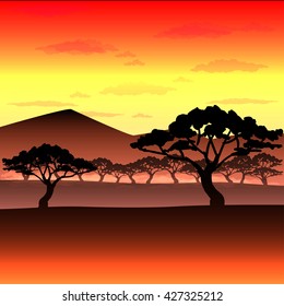 vector illustration bright African landscape