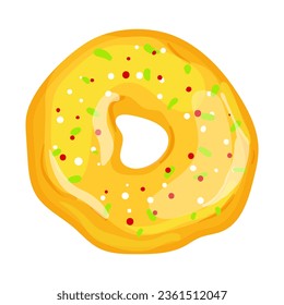 Vector illustration of bright and appetizing donut on a white isolated background.