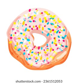 Vector illustration of bright and appetizing donut on a white isolated background.