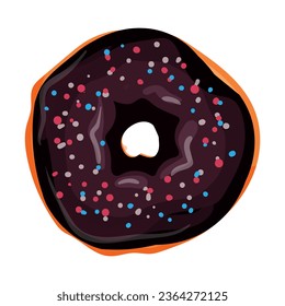 Vector illustration of bright and appetizing donut on a white isolated background.