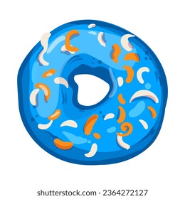Vector illustration of bright and appetizing donut on a white isolated background.