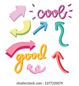 Vector illustration with bright arrows.
