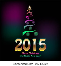 Vector illustration of Bright background and Christmas tree.