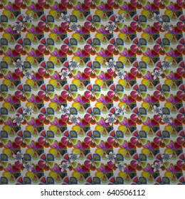 Vector illustration. Bright beautiful flowers seamless background. Abstract cute floral print in yellow and violet colors.