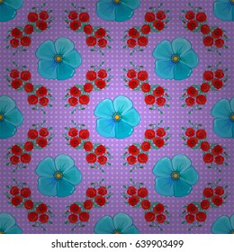 Vector illustration. Bright beautiful poppy flowers seamless background. Abstract cute floral print on a violet background.