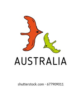Vector illustration of bright birds. Australia.