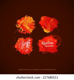 Vector illustration. Bright blots for your design on a dark background. Isolated.