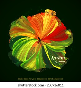 Vector illustration. Bright blots for your design on a dark background. Isolated.