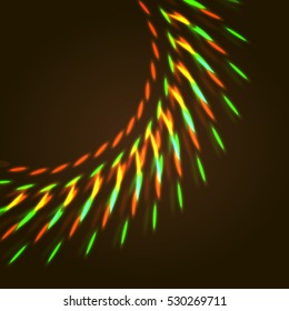 Vector illustration of bright bokeh shining flares of street evening lights, fireworks and disco ball sparkles. 