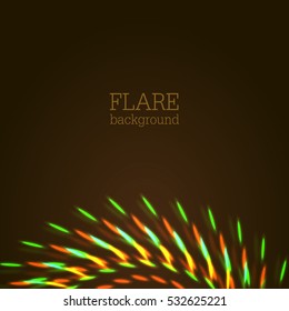 Vector illustration of bright bokeh shining flares of street evening lights, fireworks and disco ball sparkles. 
