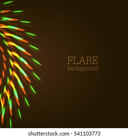 Vector illustration of bright bokeh shining flares of street evening lights, fireworks and disco ball sparkles. 