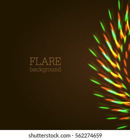 Vector illustration of bright bokeh shining flares of street evening lights, fireworks and disco ball sparkles. 
