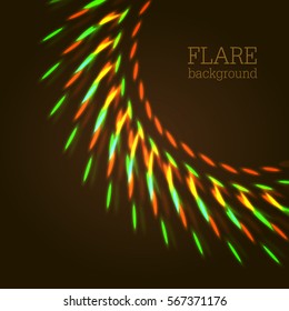 Vector illustration of bright bokeh shining flares of street evening lights, fireworks and disco ball sparkles. 