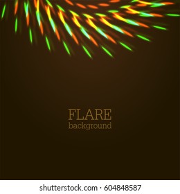 Vector illustration of bright bokeh shining flares of street evening lights, fireworks and disco ball sparkles.