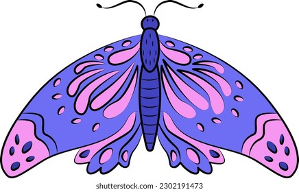 Vector illustration of a bright butterfly on a white background, vector butterfly, logo idea, coloring books, magazines, printing on clothes, advertising. Beautiful butterfly illustration.