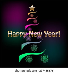 Vector illustration of Bright Christmas tree.