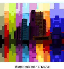 vector illustration of bright city