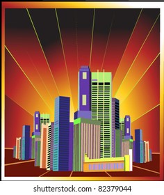 vector illustration of  bright city