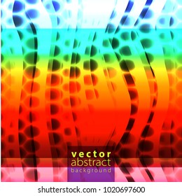 Vector illustration of bright color abstract pattern background with halftone motif for dynamic cover design. Red, violet, pink, yellow colors placard poster template. Backdrop with glowing light