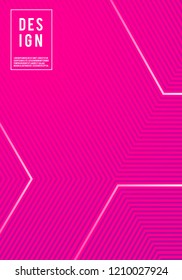 Vector illustration of bright color abstract geometric pattern background poster template with line gradient texture for minimal dynamic cover design.  