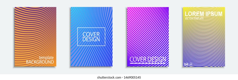 Vector illustration of bright color abstract pattern background with line gradient texture for minimal dynamic cover design. Blue, lilac, orange, yellow blue placard poster template.