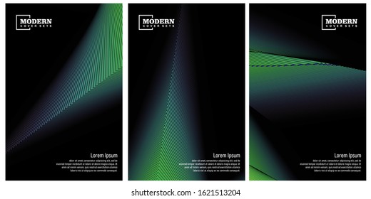 Vector illustration of bright color abstract pattern background with line gradient texture for minimal dynamic cover design. dark color placard poster template 