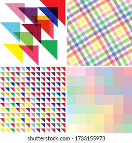 Vector illustration of bright color abstract pattern background with line gradient texture for minimal dynamic cover design. Blue, pink, yellow, green, red placard poster template