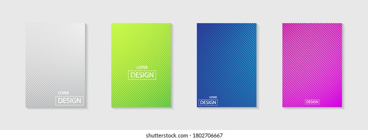 Vector illustration of bright color abstract pattern background with line gradient texture for minimal dynamic cover design. Blue, pink, yellow, green poster poster template, colorfully.