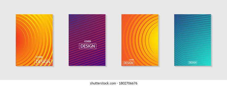 Vector illustration of bright color abstract pattern background with line gradient texture for minimal dynamic cover design. Blue, pink, yellow, green poster poster template, colorfully.