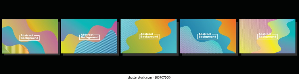 Vector illustration of bright color abstract pattern background with line gradient texture for minimal dynamic cover design. Blue, pink, yellow, green placard poster template