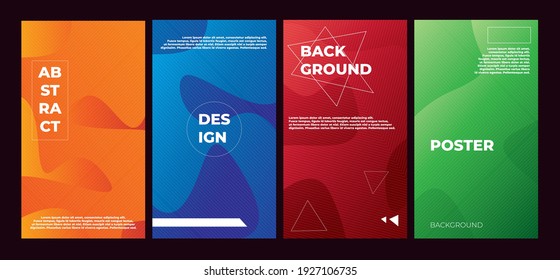 Vector illustration of bright color abstract pattern background with line gradient texture for minimal dynamic cover design. Orange, blue, red, green placard poster template