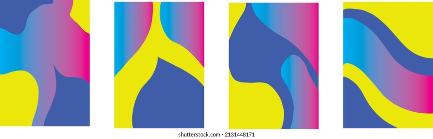 Vector illustration of bright color abstract pattern background with line gradient texture for minimal dynamic cover design. Blue, pink, yellow placard poster template