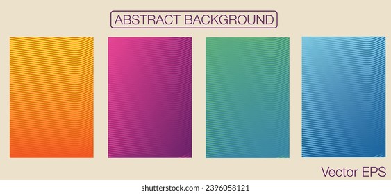 Vector illustration of bright color abstract pattern background with line gradient texture for minimal dynamic cover design. Blue, pink, yellow, and green placard poster template