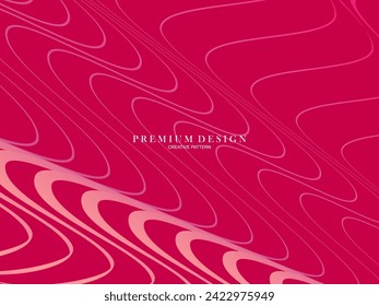 Vector illustration of bright color abstract pattern background with line gradient texture for minimal dynamic cover design. Pink plaque poster template. Luxury background with line pattern.