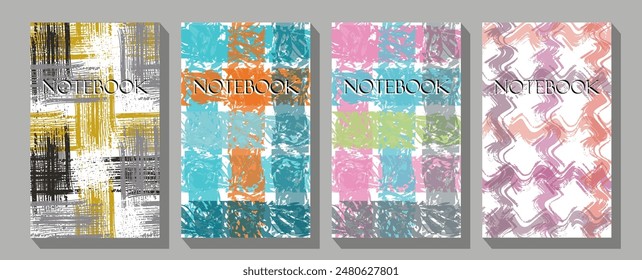 Vector illustration of bright color abstract pattern background with line gradient texture for minimal dynamic .  Trendy style poster set for wall decoration, interior, wallpaper, banner.