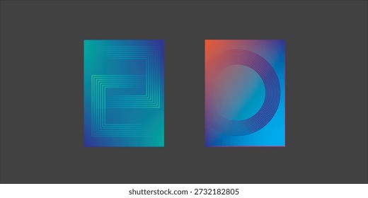 Ilustração vetorial de fundo de padrão abstrato de cor brilhante com textura de gradiente de linha para design de capa dinâmica mínima. Modelo de cartaz azul, rosa, amarelo, verde