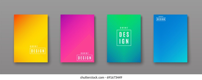 Vector illustration of bright color abstract pattern background with line gradient texture for minimal dynamic cover design. Blue, pink, yellow, green placard poster template