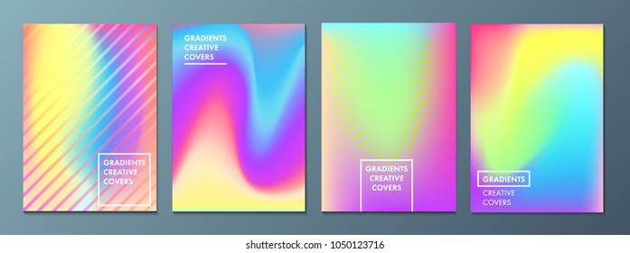 Ilustración vectorial de fondo de color brillante con textura de degradado de malla para un diseño de tapa dinámica mínimo. Plantilla de afiches de pancartas azules, rosas, amarillas y verdes.  EPS 10