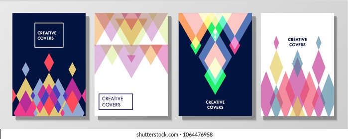 Vector illustration of bright color background with tribal texture for minimal dynamic cover design. Blue, pink, yellow, green placard poster template. EPS 10