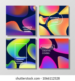 Vector illustration of bright color background with mesh gradient texture for minimal dynamic cover design. Blue, pink, yellow, green placard poster template. EPS 10