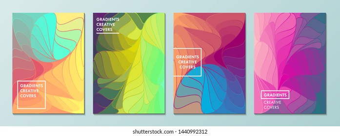 Vector illustration of bright color background with layered gradient texture for minimal dynamic cover design. Blue, pink, yellow, green placard poster template. EPS 10