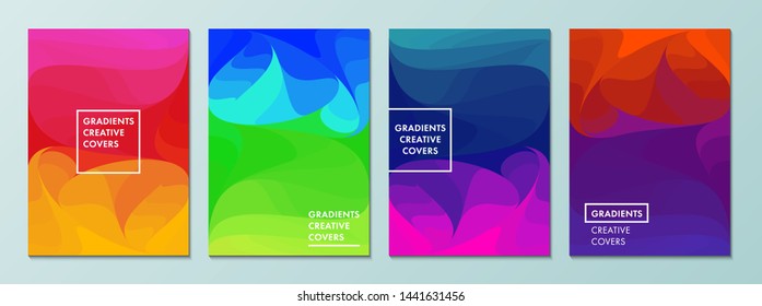 Vector illustration of bright color background with layered gradient texture for minimal dynamic cover design. Blue, pink, yellow, green placard poster template. EPS 10