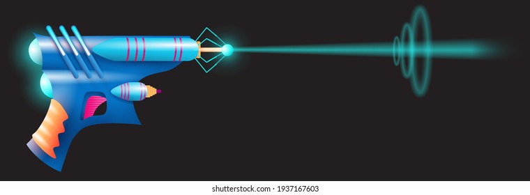 Vector illustration of bright color blaster with fire on black background