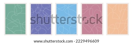 Vector illustration. Bright colored posters. Abstract white circles. Suitable for cover design, home decor, postcards. Blue, dark blue, pink, yellow, green poster template.